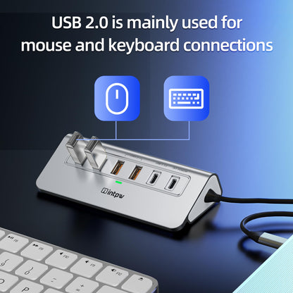 intpw P9R PRO USB C Hub Ethernet, 10Gbps USB C Docking Station 10-in-1 with Type-C & 2 Type-A 3.2 Data, LAN, 4K@60Hz, 2 USB A 2.0, PD 100W, SD/TF Ports, 3.28FT Powered USB Hub for PC, iPhone 17, Mac