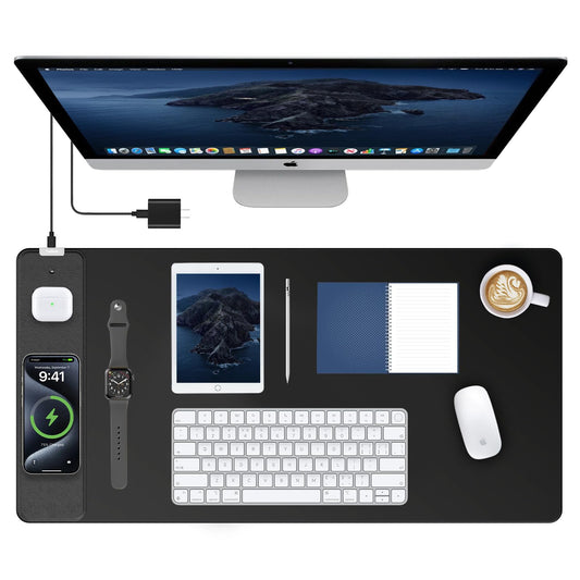 TopMade Mouse Pad with 15W Wireless Charging, Classic Black Desk Mat