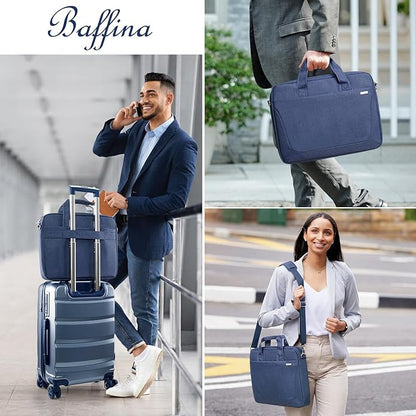 BAFFINA Laptop Shoulder Bag 17 17.3 Inch Business Gifts for Men Women Travel College,Laptop Briefcase for 17“-18“ Notebook Hp Dell Asus,Waterproof Computer Carrying Case Messenger Bag with Strap,Blue