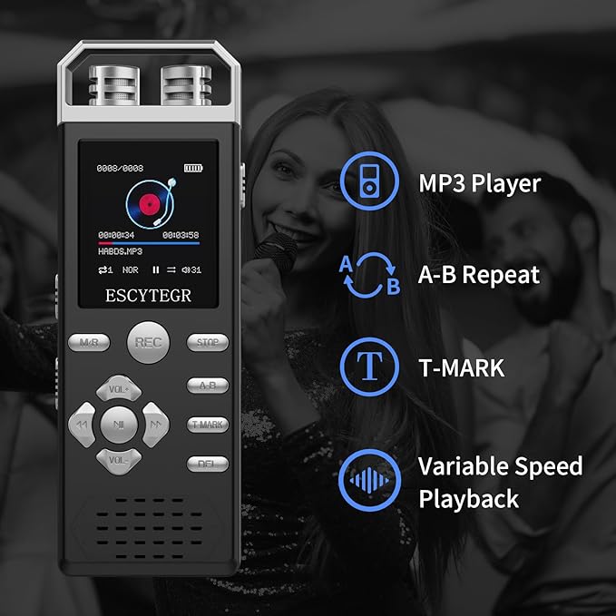 80GB Digital Voice Activated Recorder 1536KBPS Audio Voice Recorder with Playback Recording Device Dictaphone Sound Tape Recorder with Password Protection for Lectures,Meetings