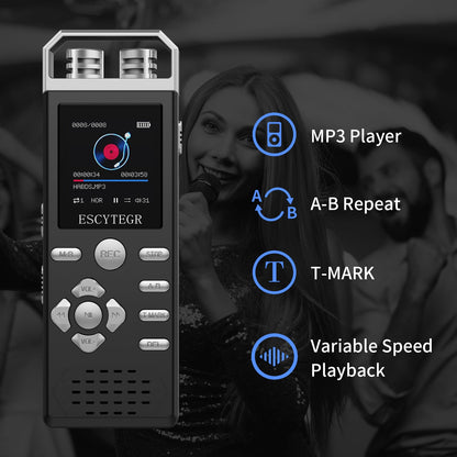 ESCYTEGR 144GB Digital Voice Activated Recorder 1536KBPS Audio Voice Recorder with Playback Recording Device Dictaphone Sound Tape Recorder with Password Protection for Lectures,Meetings