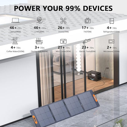 ALLWEI LiFePO4 Solar Generator 2400W with 1x 200W Solar Panels & B200 PRO Expansion Battery, 2048Wh Portable Power Station, Fast Charge in 1.5H, Battery Backup for RV Camping Home Off-Grid