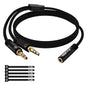 Headphone Splitter for Computer, 3.5mm Female to Dual 3.5mm Male Audio Splitter Cable, Stereo Jack Earphones Headset to PC Laptop Adapter, 1/8inch 2-in-1 Y Separator Aux Dongle Converters, 2FT