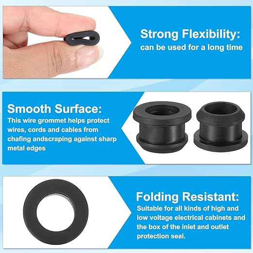 PATIKIL 14mm / 9/16 Inch Drill Hole,7/16 Inch ID Rubber Grommets, 12Pcs Top Hat Grommet for Wiring Eyelet Ring Gasket Automotive Firewall Cable Hole Plugs Wires Protection, Black