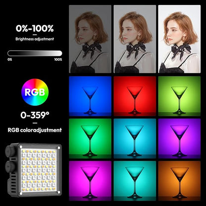 ULANZI LE20 RGB Video Light, 20W Pocket Camera Light, 2500-9000K CRI 95+ 20 Scene 360° Full Color Portable Photography Video Lighting Mini LED Fill Light for YouTube, TikTok, 5000mAh Rechargeable
