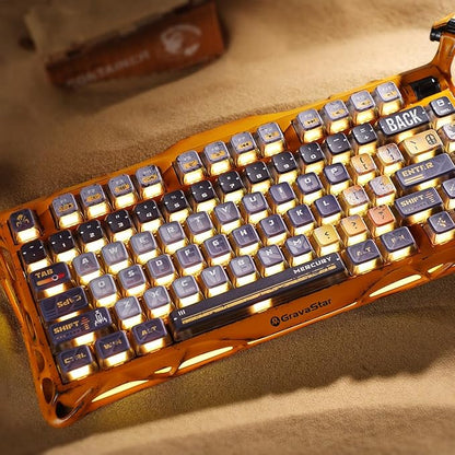 GravaStar Mercury K1 Pro Wireless Mechanical Gaming Keyboard, Aluminum Alloy 75% Layout, Hot-Swappable RGB Custom Keyboard with Linear Switches – Handcrafted Battle-Worn Yellow Edition