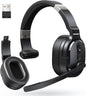 TECKNET Bluetooth Trucker Headset, Single and Dual Ear Wireless Headset with Mic for Work Noise Cancelling, 50Hrs 3 EQ Music Modes Trucker Bluetooth Headphones for PC, Drivers, Office, Call Center