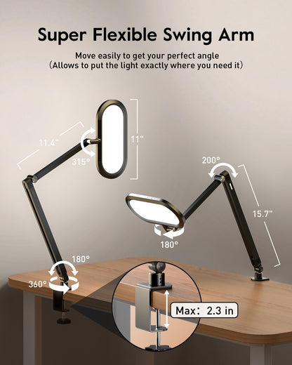 LitONES Dual-Side LED Desk Lamp with Clamp, Soft Light with Stepless Remote