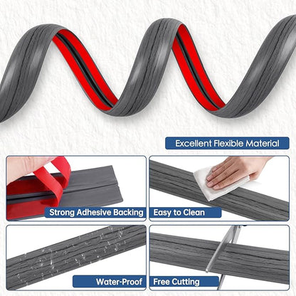 Floor Cord Cover for Wires on Floor Self Adhesive Cord Hider Floor Cable Management Wire Covers for Cords Protector Prevent Cable Trips Cord Cavity W 0.32" x H 0.32", Deep Gray Wood, 10Ft