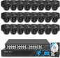 4COVR 4K PoE 32 Channel Security Camera System AI Human Vehicle Detection, 24Pcs 8MP IK10 Vandal-Proof Dome IP Camera IP67 with Mic, 4K UHD NVR 8TB HDD, Commercial Surveillance Outdoor, LY54AB8M3224
