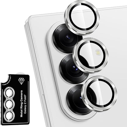 for Samsung Galaxy Z Fold 7 Camera Lens Protector, Individual Metal Ring Tempered Glass Lens Cover, [Strong Adsorption] Scratch Resistant Ultra-Thin HD Clear Lens Cover, 1 Set-Gray