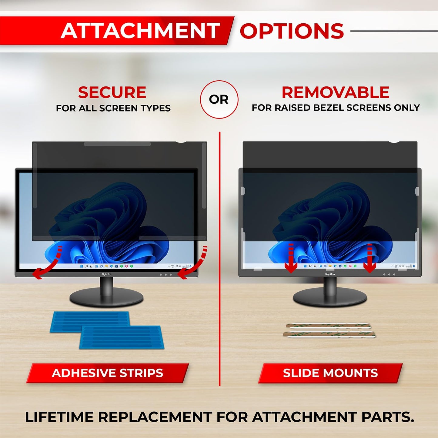 SightPro 22 Inch 16:10 Computer Privacy Screen Filter for Monitor - Privacy Shield and Anti-Glare Protector
