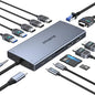 USB C Docking Station Dual Monitor 15 in 1 Laptop Docking Station Triple Display for Dell HP Lenovo Thinkpad Surface, USB C Hub Multiple Adapter Dongle with 4K HDMI+VGA+USB Port+Button+PD+Ethernet