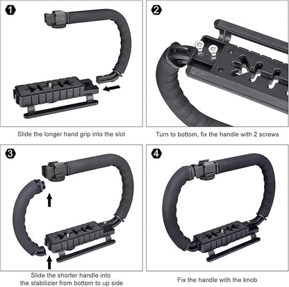 3-Shoe DSLR/Mirrorless/Action Camera Camcorder Phone Stabilizer Expansion Cage Mount Moviemaking Holder Rig YouTube Tiktok Vlogging Video Kit Compatible with GoPro Canon Nikon Sony iPhone Android