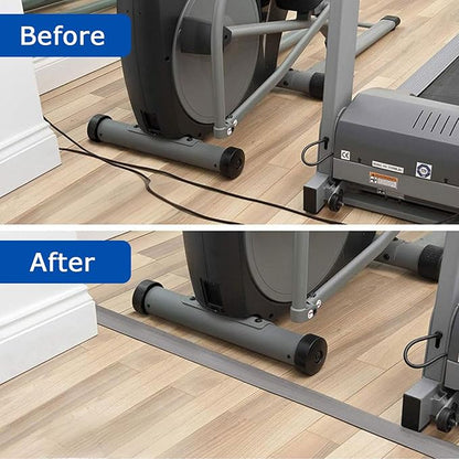 4ft Floor Cord Cover,Cord Hider Floor Gray,Extension Cable Cover Power Cord Protector Floor,Floor Cable Management Prevent Cable Trips,Cord Protector Cord Cavity:0.47" (W) x 0.24" (H)