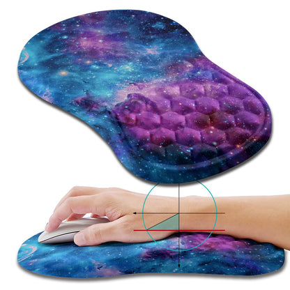 Hokafenle Ergonomic Mouse Pad Wrist Support, Wrist Rest Mousepad for Carpal Tunnel Pain Relief with Integrated Memory Foam Slope Massage Bulge (11.8x7.9 inch,Galaxy Nebula Space