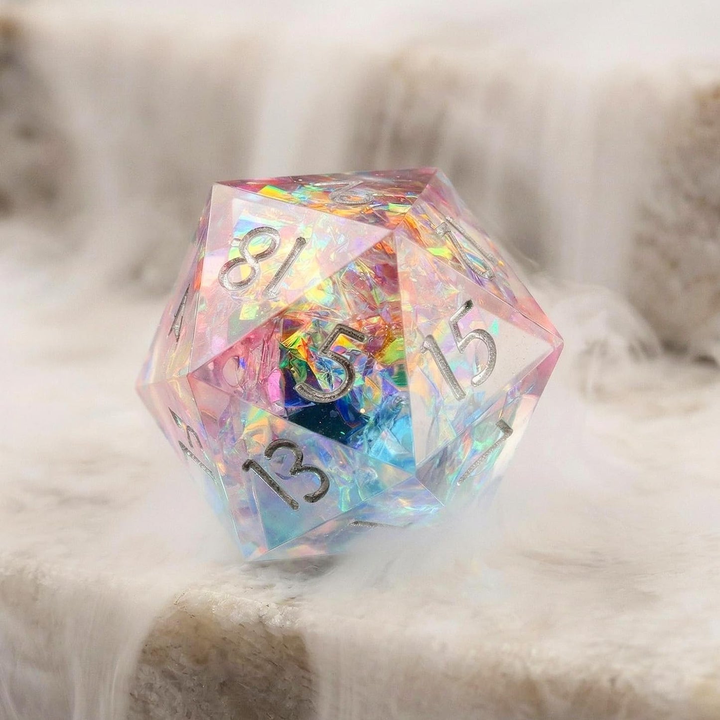Haxtec Sharp Edge DND Dice Set, Sparkling Resin Polyhedral RPG Dice
