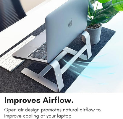 Macally Aluminum Laptop Stand for Desk - Works with All MacBook/Pro/Air & Laptops Between 10” to 17.3” - Sleek and Sturdy Laptop Riser - (ASTANDSG), Space Gray