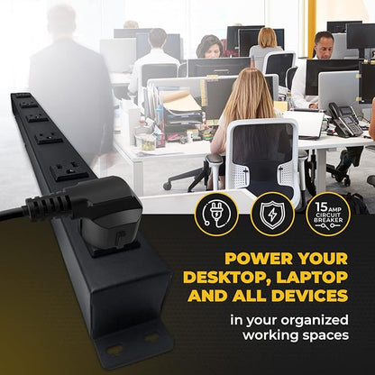 9 Black Verticle Outlets 6 Feet Power Cord Heavy Duty Metal Surge Protector Power Strip