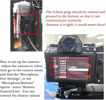 RC301-3.5mm for Fuji GFX100II/GFX100 RF xs10 XT50 Cable Shutter Release Cable Cameras Remote Control Camera Button Accessories Small Style Device 4.9ft Length Anti-Shake Camera cableT200/XE4