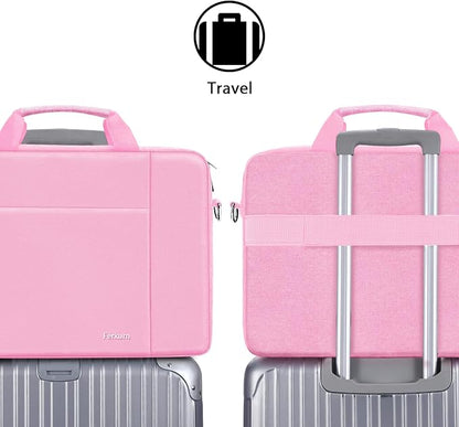 Ferkurn Laptop Bag Case for Women Men Computer Bag Compatible with HP Envy Pavilion Omen/LG Gram/MSI/Dell Inspiron XPS/Lenovo/Acer, Shoulder Strap Carrying Messenger Briefcase, Pink, 15.6 16 Inch