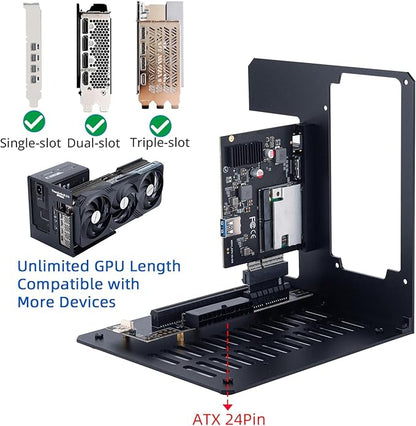 eGPU Enclosure Thunderbolt 3/4 USB4 40Gbps PD 85W Charging External GPU Dock Compatible with NVIDIA/AMD Graphics Cards on Win 10/11 Linux System, ATX Power Supply (MK-L18)