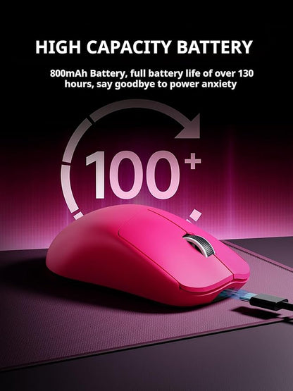 EWEADN X23Pro Wireless Gaming Mouse, 2.4G/BT5.0/USB-C Esports Gaming Mouse, 49g Lightweight Mouse Gaming, 12000 DPI Wireless Mouse with 6 Programmable Buttons,For Laptop/PC/Mac, Raspberry Pink