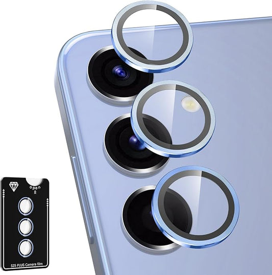 Avocase for Samsung Galaxy S25 Plus Camera Lens Protector, Individual Metal Ring Tempered Glass Lens Cover, [Strong Adsorption] Scratch Resistant Ultra-Thin HD Clear Lens Cover, 1 Set-Blue