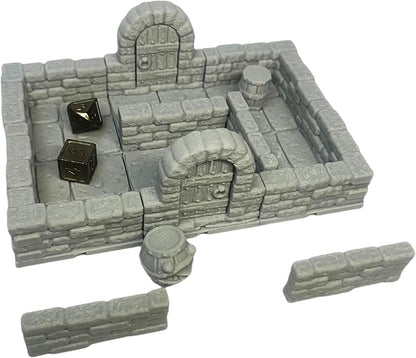 Miniature RPG Modular Tile System 18mm or 28mm DND Terrain Building Accessories for Tabletop Role Playing Scenes, Paintable (Standard Edition (6 Tiles with 12 Accessories))