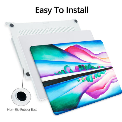 Berkin Arts Compatible with MacBook Air 13 inch Cover, 2022-2018 Release A1932 with Keyboard Cover & Screen Protector Cloisonnism Vivid Abstract Landscape (Lake George Reflection by O'Keeffe)