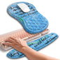 Hokafenle 2in1 Combination, Wave Keyboard Wrist Rest and Ergonomic Curvature Mouse Pad Wrist Support for Relieve Wrist Pain, Filled with Soft Cushion Memory Foam, Golden Pink Marble