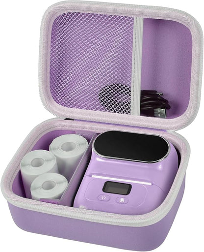 Case Compatible with Phomemo M110 Label Maker - Portable Mini Bluetooth Thermal Label Maker Carrying Storage Bag for Printer Labels, USB Cable and Accessories Black (Box Only)-Purple
