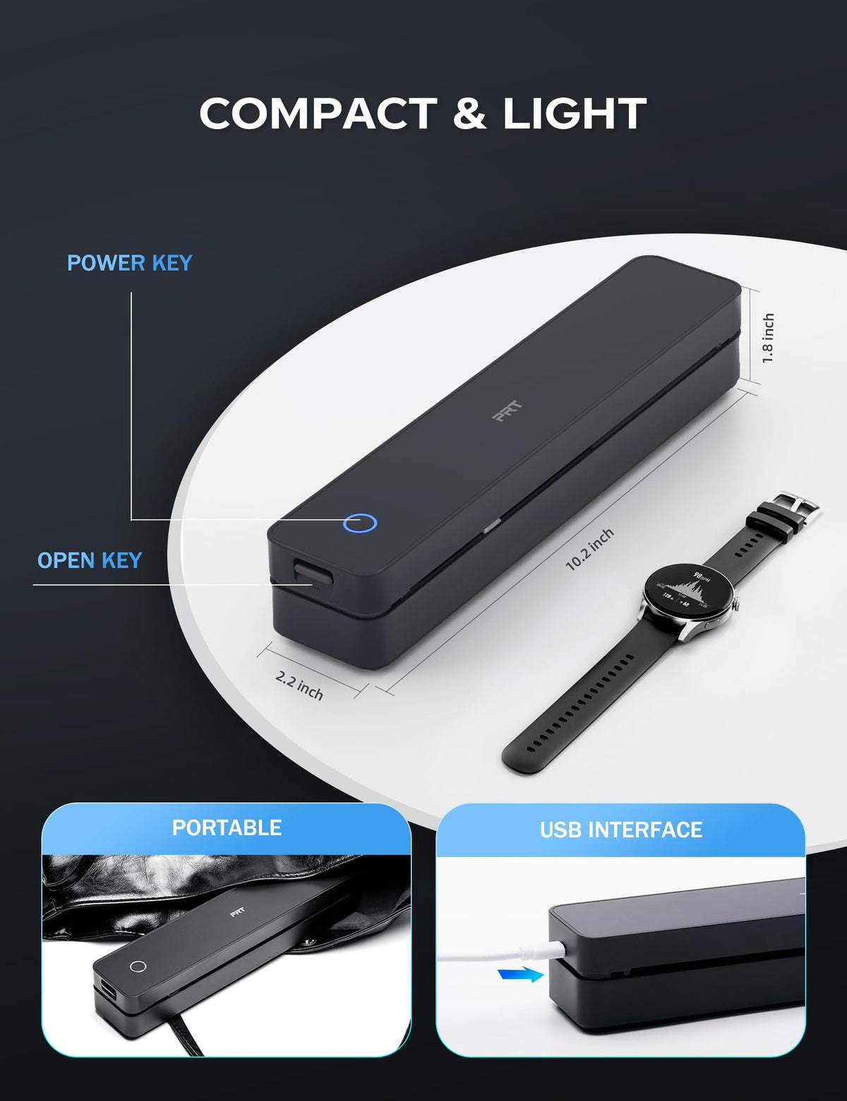 PRT MT610 Portable A4 Thermal Printer, Inkless Bluetooth Printer for Phone