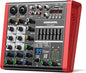 4 Channel Audio Interface DJ Mixer With 99 DSP Effects XLR 1/4 inch Jack For MIC/Musical Instrument USB PC Phone Bluetooth Music Audio Mixer for karaoke Stage Streaming Studio