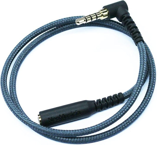 50cm(1.5ft) Right Angle 4 Pole 3.5mm 1/8 inch Male to 4 Pole 3.5mm 1/8 inch Female Stereo Audio Headphone Earphone Extension Cable Adapter Cord Tangle-Free Braided Wire