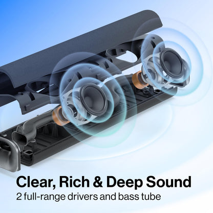 OXS Thunder Lite PC Gaming Soundbar, Sound Bars for TV with Virtual Surround Sound, 2 Full-Range Drivers, Bass Tube, Compact Design, HDMI/AUX/Optical Compatible, Bluetooth 5.0 Wireless Connection