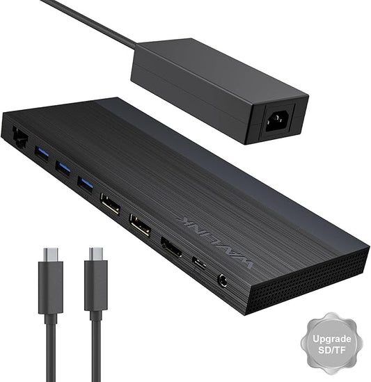 Laptop Docking Station, Docking Station 3 Monitors with 2* DP+HDMI, 130W PD Charger, 4* USB 3.0, Audio, Gigabit Ethernet, TF/SD for Lenovo,HP,Dell, Windows System Computer