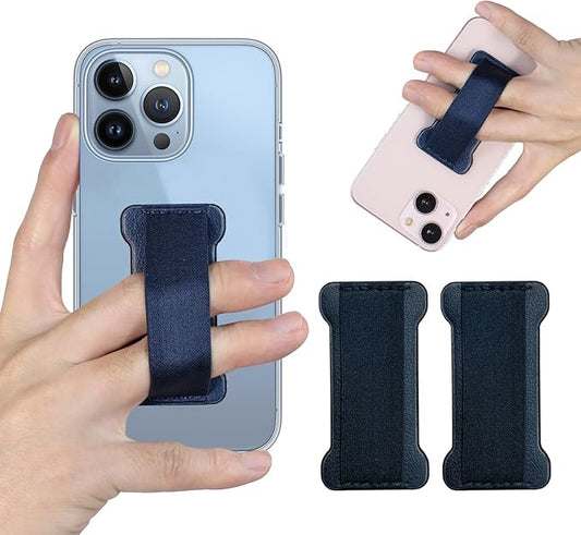 WUOJI Finger Strap Phone Holder,Cell Phone Finger Grip Strap Holder for Hand, Ultra Thin Anti-Slip Universal Cell Phone Grips Band Holder for Back of Phone - 2Pack(Dark Blue)