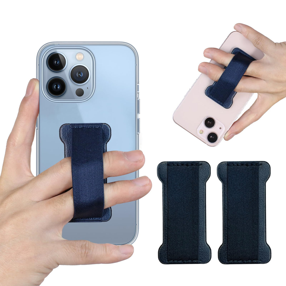 WUOJI Universal Phone Grip for Smartphones - Phone Holder for Hand for Back of Phone - Wireless Charging Compatible - 2Pack(Black Green)