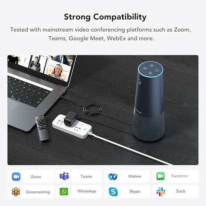 NUROUM C40(2nd Gen) 2K Video Conference Webcam with Microphone and Speaker, 5X Zoom, 4 Noise Cancelling Mics Conference Room Camera, 120°Ultra Wide Angle, 16ft Voice Pickup, for Zoom/Skype/Teams
