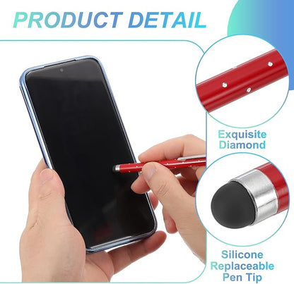 PATIKIL Stylus Pens for Touch Screens, 6 Pcs High Precision Universal Bling Stylus Crystal Metal Capacitive Pen for Touch Screen Devices Phone Tablets Laptop, Red