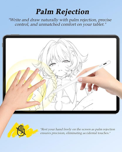 Stylus Pencil for Apple iPad 2018-2025 A16 11/10/9/8/7/6,iPad mini A17 Pro/6/5,iPad Air M3/M2 11"/13"/5/4/3,iPad Pro M4 13"/12.9"/11" USB-C Fast Charging Pencil,Pixel-Perfect Tilt Sensitivity