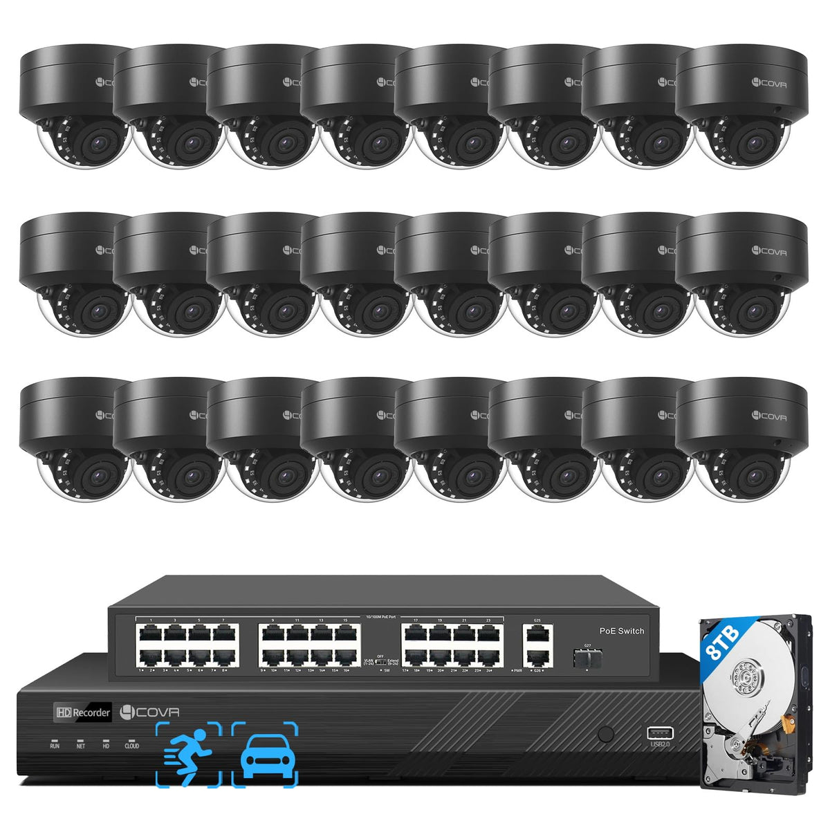 4COVR PoE 16 Camera Security System 4K for Business & 4TB HDD, LY54AB8M1616