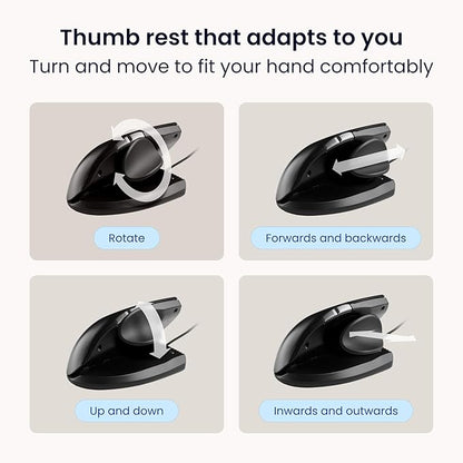Contour Unimouse Ergonomic Vertical Mouse for Left Hand – Adjustable 35°-70° Angle, Customizable Thumb Rest, Wired, 6 Programmable Buttons, All Day Comfort and Pain Relief