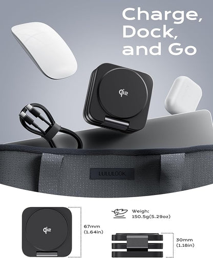 Qi2 Certified 3 in 1 Travel Charger MagSafe Compatible, Upgraded Foldable Wireless Charger Stand, Mag-Safe 3 in 1 Charging Station,15W Fast Charging for iPhone 17/16/15/14/13/12, Apple Watch, AirPods