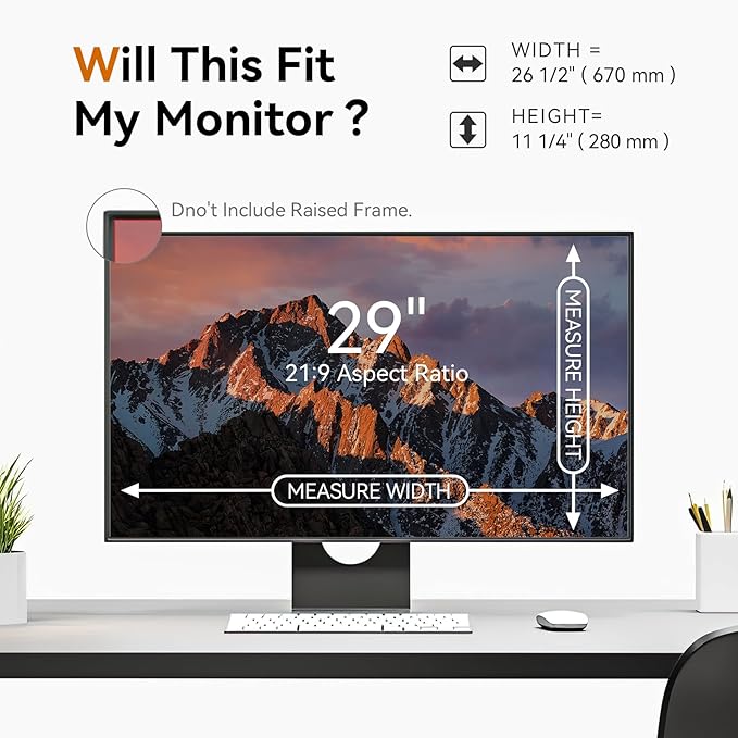 [2 Pack] 29 Inch Computer Privacy Screen for 21:9 Aspect Ratio Widescreen Monitor, Eye Protection Anti Glare Blue Light Computer Monitor Privacy Filter, Removable Anti-Scratch 29in Protector Film
