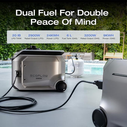 EF ECOFLOW 4096Wh Delta Pro 3 Power Station With 3200W Dual Fuel Generator GE305, Portable Backup Generator for Whole Home Use, Emergency, RVs