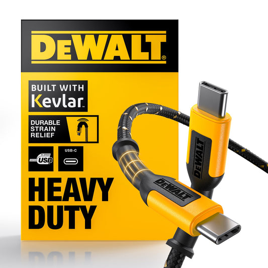 DEWALT Heavy Duty USB C Cable, Jobsite 60 Watt USB C Cable, 4 ft