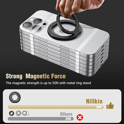 Nillkin FiberSnap for Magnetic Phone Ring Holder for MagSafe, Magnet Cell Phone Grip Stand Finger Ring Kickstand Two-Sided Magnetic Compatible with iPhone 16 Pro Max 15 14 13 12 MagSafe Accessories