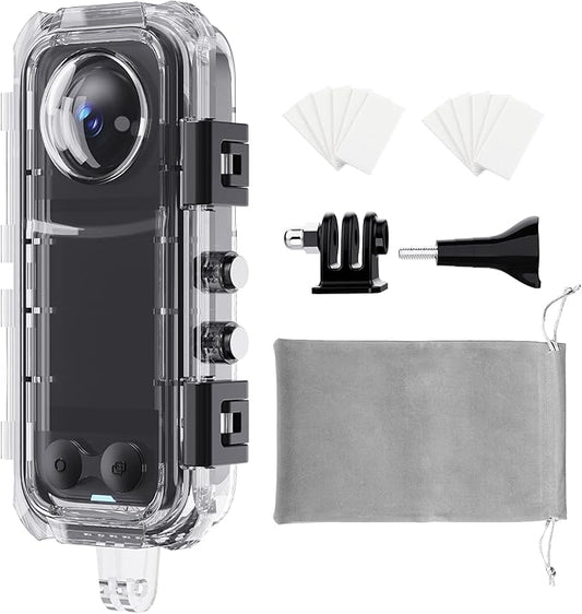 HONGDAK Invisible Dive Case for Insta360 X4, 45m/147ft Waterproof Case Protective Underwater Diving Housing Shell for Insta360 X4 with with Bracket Accessories & Anti- Fog Inserts